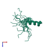 PDB entry 1d9o coloured by chain, ensemble of 20 models, top view.