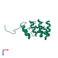 Monomeric assembly 1 of PDB entry 1d9s coloured by chemically distinct molecules, top view.