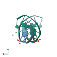 PDB entry 1da3 coloured by chain, side view.
