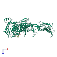 PDB entry 1dar coloured by chain, top view.