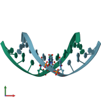 PDB entry 1dau coloured by chain, front view.