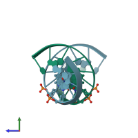 PDB entry 1dau coloured by chain, side view.