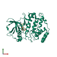 PDB entry 1daw coloured by chain, front view.