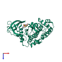 PDB entry 1daw coloured by chain, top view.