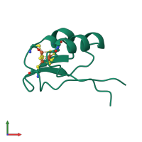PDB entry 1dax coloured by chain, front view.
