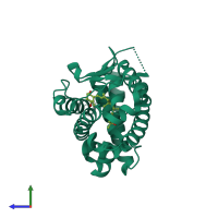 PDB entry 1db1 coloured by chain, side view.