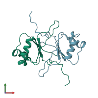 PDB entry 1dbd coloured by chain, front view.