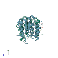PDB entry 1dbw coloured by chain, side view.