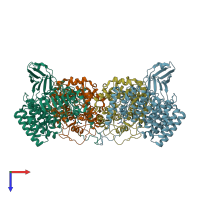 PDB entry 1dce coloured by chain, top view.