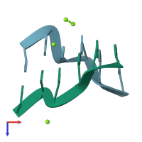 PDB entry 1dcg coloured by chain, top view.