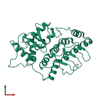 PDB entry 1dcq coloured by chain, front view.