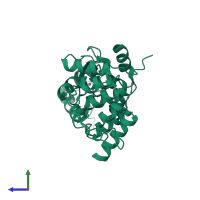 PDB entry 1dcq coloured by chain, side view.
