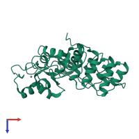 PDB entry 1dcq coloured by chain, top view.