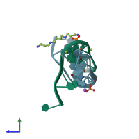 PDB entry 1dcr coloured by chain, side view.