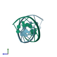 PDB entry 1dcv coloured by chain, side view.