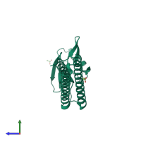 PDB entry 1dd5 coloured by chain, side view.