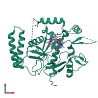 PDB entry 1dd7 coloured by chain, front view.