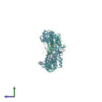 PDB entry 1ddg coloured by chain, side view.