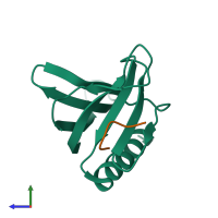 PDB entry 1ddv coloured by chain, side view.
