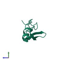 PDB entry 1dem coloured by chain, side view.