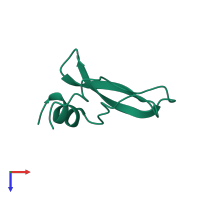 PDB entry 1dem coloured by chain, top view.