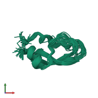 PDB entry 1den coloured by chain, ensemble of 29 models, front view.