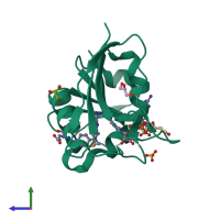 PDB entry 1df7 coloured by chain, side view.