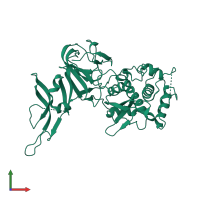 PDB entry 1dfa coloured by chain, front view.