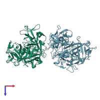 PDB entry 1dfc coloured by chain, top view.