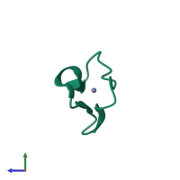 PDB entry 1dfe coloured by chain, side view.