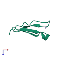 PDB entry 1dfe coloured by chain, top view.