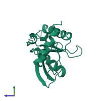 PDB entry 1dff coloured by chain, side view.