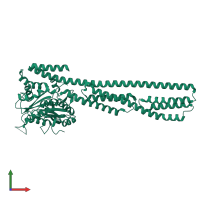 PDB entry 1dg3 coloured by chain, front view.