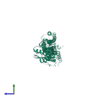 PDB entry 1dg3 coloured by chain, side view.