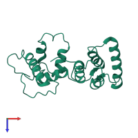 Monomeric assembly 1 of PDB entry 1dgv coloured by chemically distinct molecules, top view.