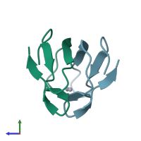 PDB entry 1dhg coloured by chain, side view.