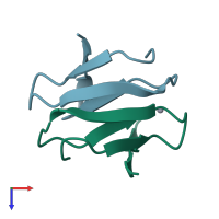 PDB entry 1dhg coloured by chain, top view.