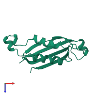 PDB entry 1dhn coloured by chain, top view.