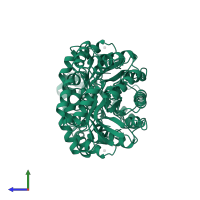 4-hydroxy-tetrahydrodipicolinate synthase in PDB entry 1dhp, assembly 2, side view.