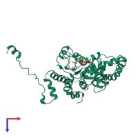 PDB entry 1dhs coloured by chain, top view.