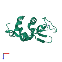 PDB entry 1di4 coloured by chain, top view.