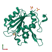 PDB entry 1di7 coloured by chain, front view.