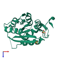PDB entry 1di7 coloured by chain, top view.