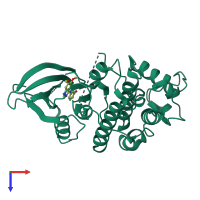 PDB entry 1di8 coloured by chain, top view.