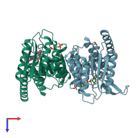 PDB entry 1dig coloured by chain, top view.