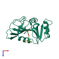 PDB entry 1dis coloured by chain, top view.