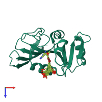 PDB entry 1diu coloured by chain, ensemble of 18 models, top view.