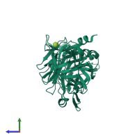 PDB entry 1diw coloured by chain, side view.