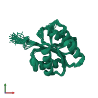 PDB entry 1djm coloured by chain, ensemble of 27 models, front view.