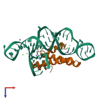 PDB entry 1dk1 coloured by chain, top view.
